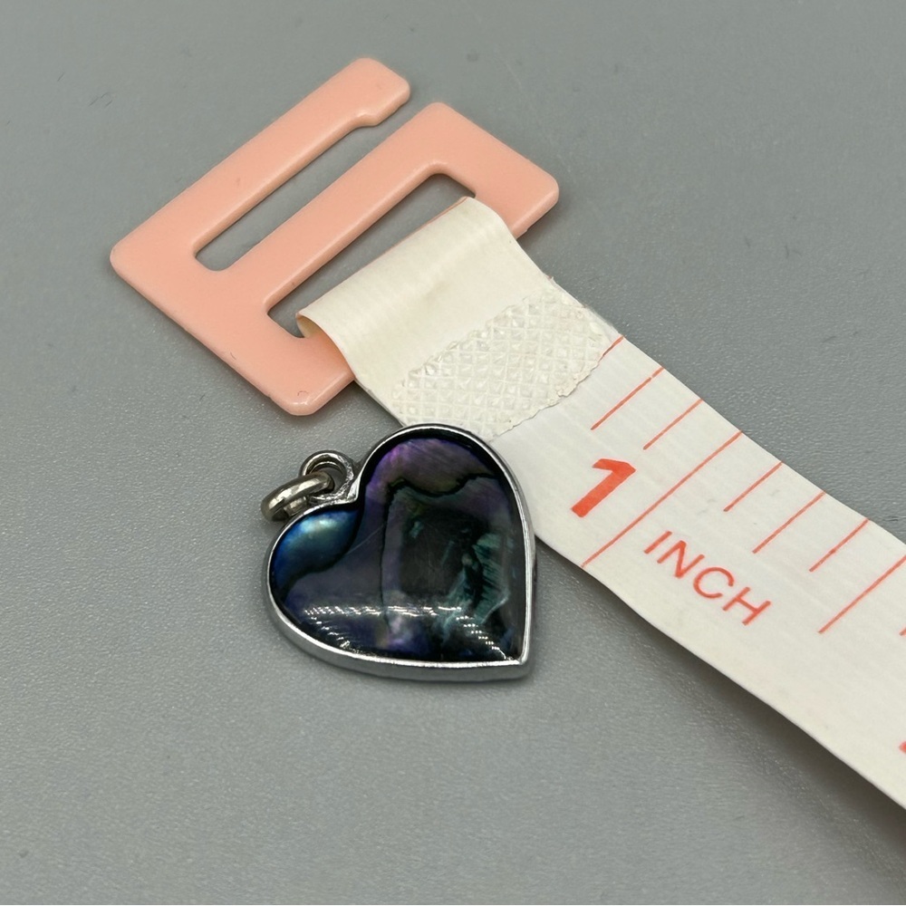 Abalone Shell Heart Pendant Silver Tone | Magnetic Tested | 1” - Picture 3 of 5